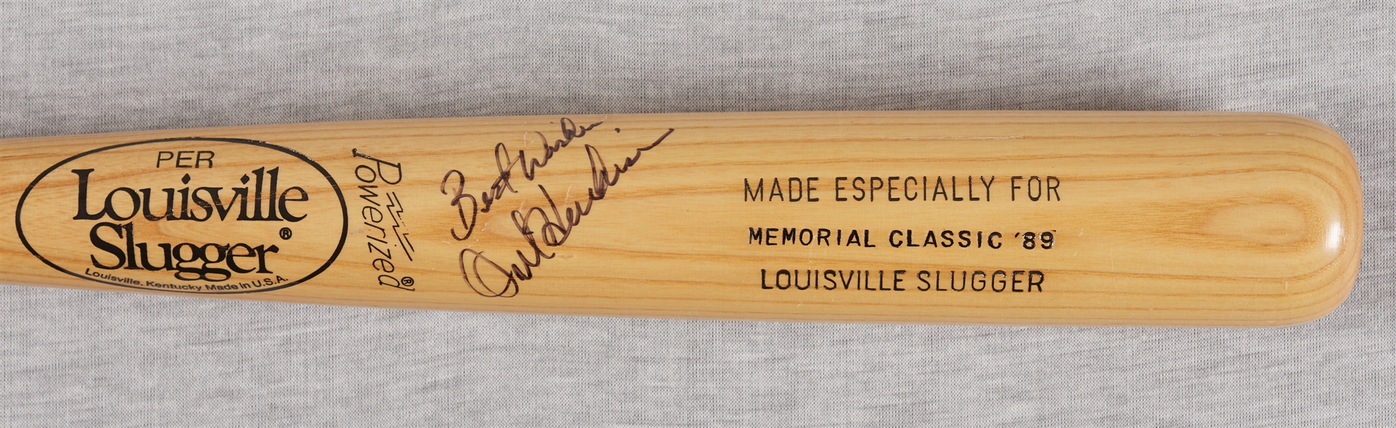 Orel Hershiser Signed 1989 Memorial Classic Bat (BAS)