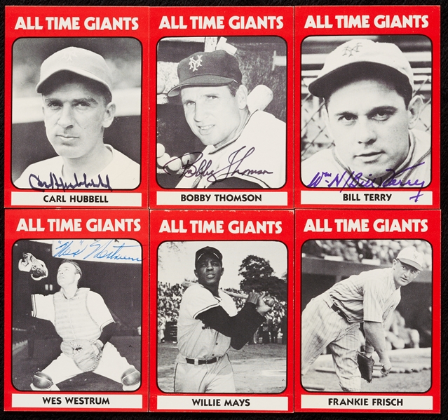 Signed 1980 TCMA All-Time Giants Group with Bill Terry, Hubbell (4)