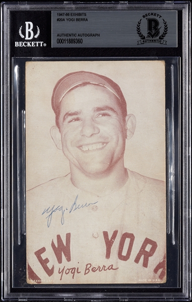Yogi Berra Signed Exhibit Card (BAS)
