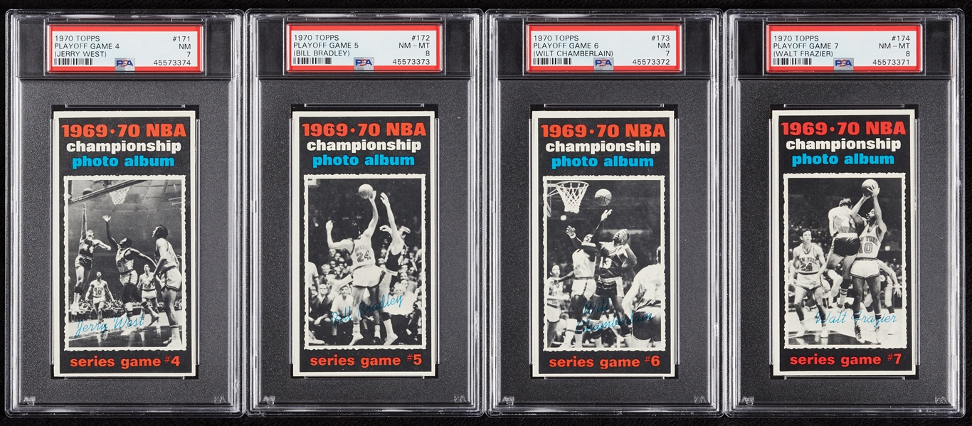 1970 Topps Playoff Games 4-7 PSA-Graded Group with Chamberlain (4)