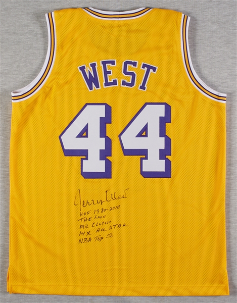 Jerry West Signed STAT Lakers Jersey (JSA)