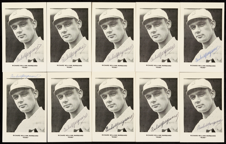 Rube Marquard Signed B&W Postcards Group (10)