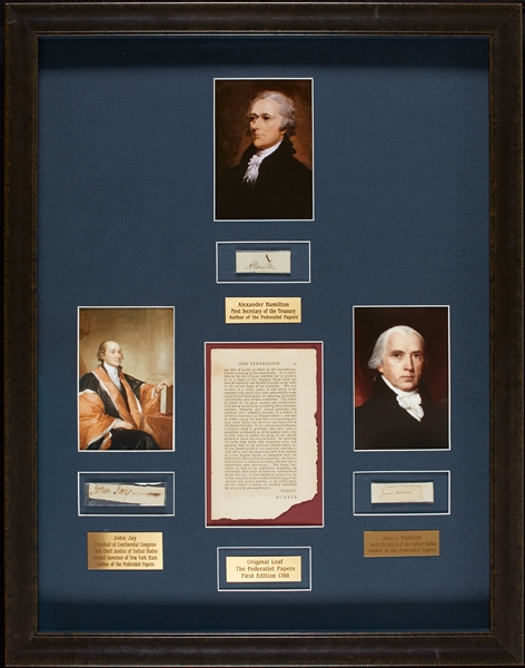 The Federalist Papers Display Signed by James Madison, Alexander Hamilton & John Jay (BAS)