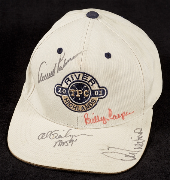 Arnold Palmer, Billy Casper, Lee Trevino & Al Geiberger Signed 2001 River Highlands TPC Golf Hat (4)