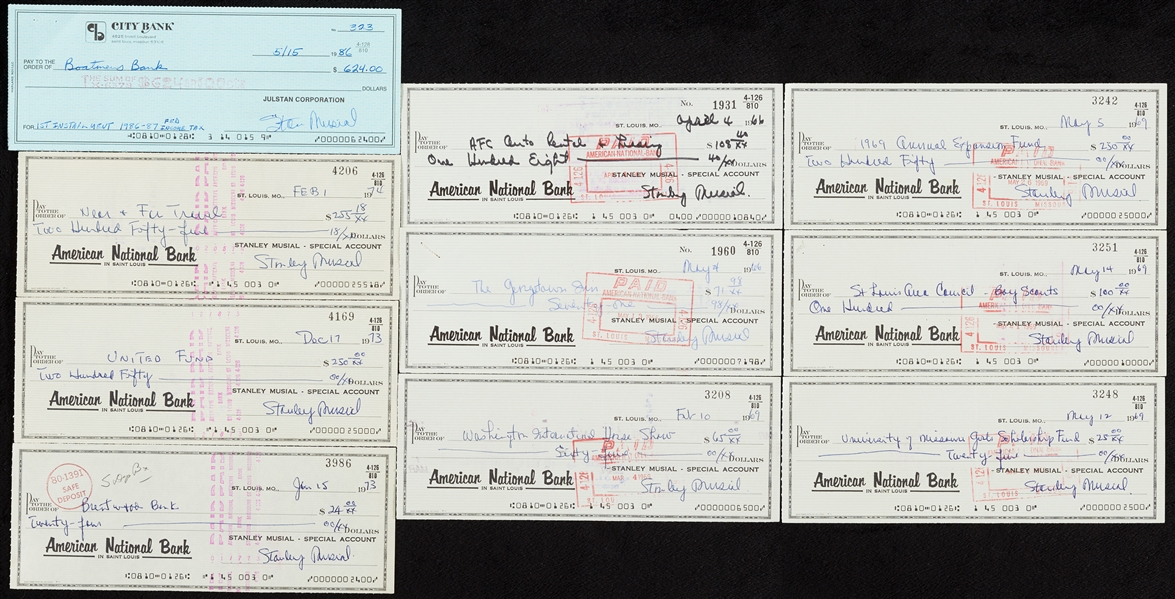 Stan Musial Signed Checks Group (10)