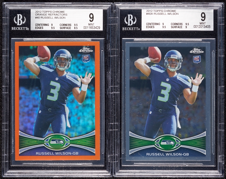 2012 Topps Chrome Russell Wilson BGS 9 RC Pair with Orange Refractor (2)