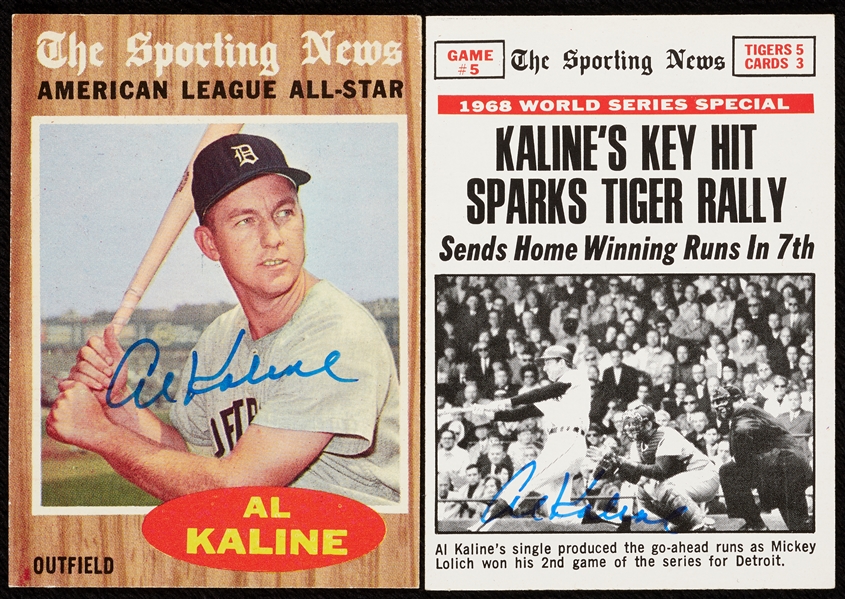Al Kaline Signed 1968 WS Related Pair (2)