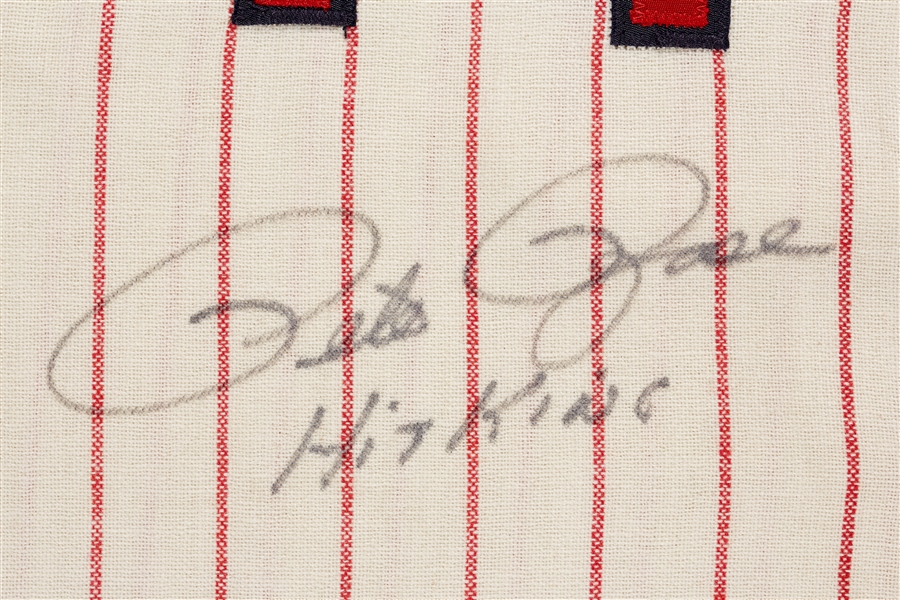 Pete Rose Signed Reds Flannel Jersey Inscribed Hit King (BAS)