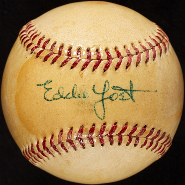 Eddie Yost Single-Signed Baseball and Bureau Document (2)