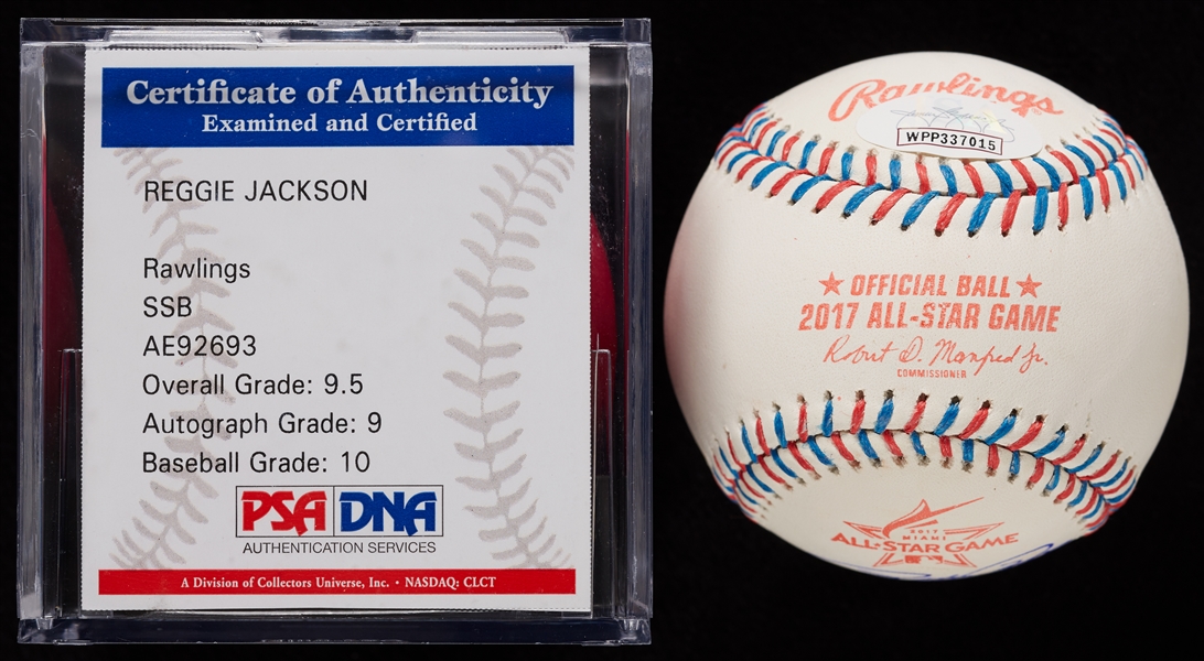 Reggie Jackson & Pete Rose Signed Unique Baseballs (2) (PSA/DNA 9.5) (JSA)