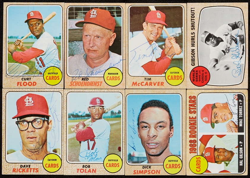 Signed 1968 Topps St. Louis Cardinals Baseball Card Collection (17)
