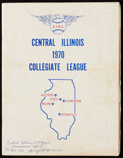 1970 Central Illinois Collegiate League Program featuring Mike Schmidt