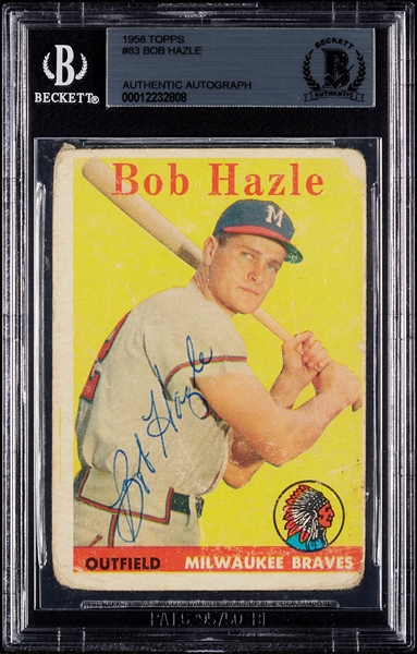 Bob Hazle Signed 1958 Topps No. 83 (BAS)
