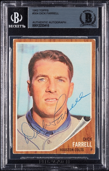 Dick Farrell Signed 1962 Topps No. 304 (BAS)