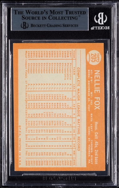 Nellie Fox Signed 1964 Topps No. 205 (BAS)