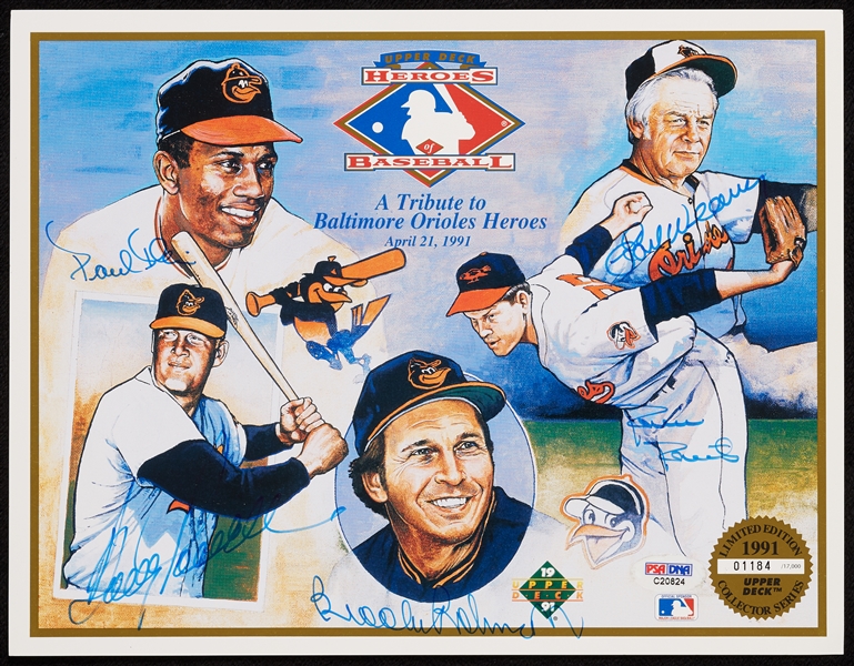 Baltimore Orioles Signed 1991 Upper Deck Heroes of Baseball Sheet (PSA/DNA)