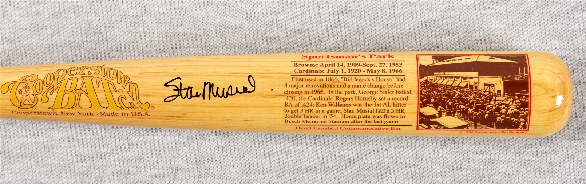 Stan Musial Signed Cooperstown Bat Co. Sportsman's Park Bat (107/1000) (BAS)