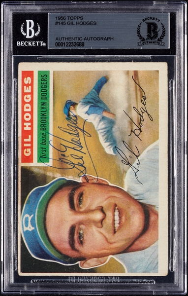 Gil Hodges Signed 1956 Topps No. 145 (BAS)