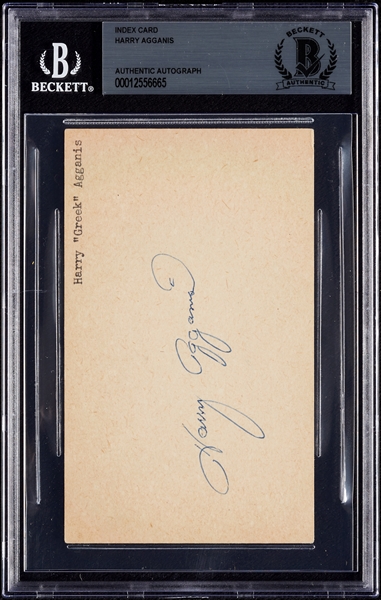 Harry Agganis Signed 3x5 Index Card (BAS)
