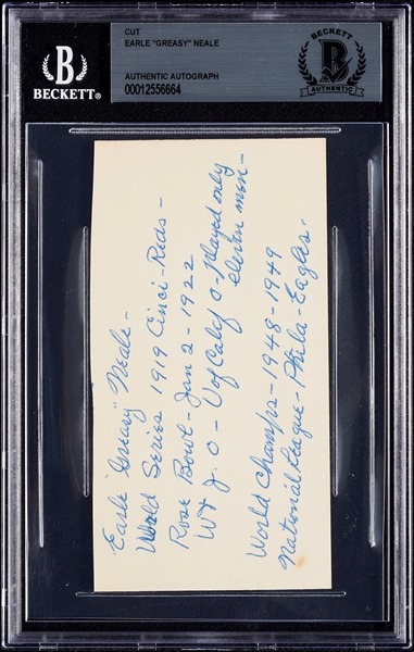 Earle Greasy Neale Signe Card with Multiple Inscriptions (BAS)