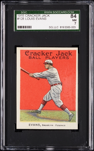 1915 Cracker Jack Louis Evans No. 128 SGC 7