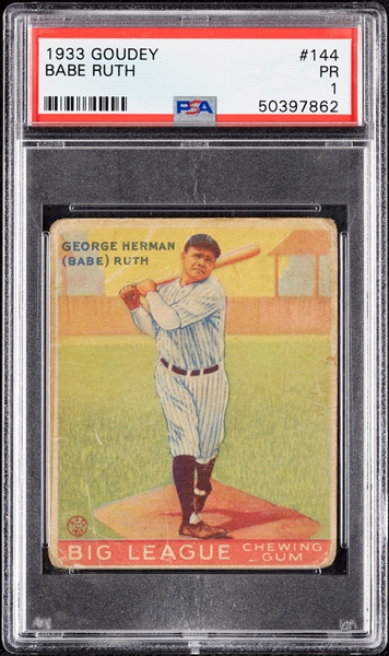 1933 Goudey Babe Ruth No. 144 PSA 1