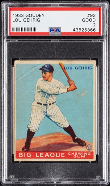 1933 Goudey Lou Gehrig No. 92 PSA 2