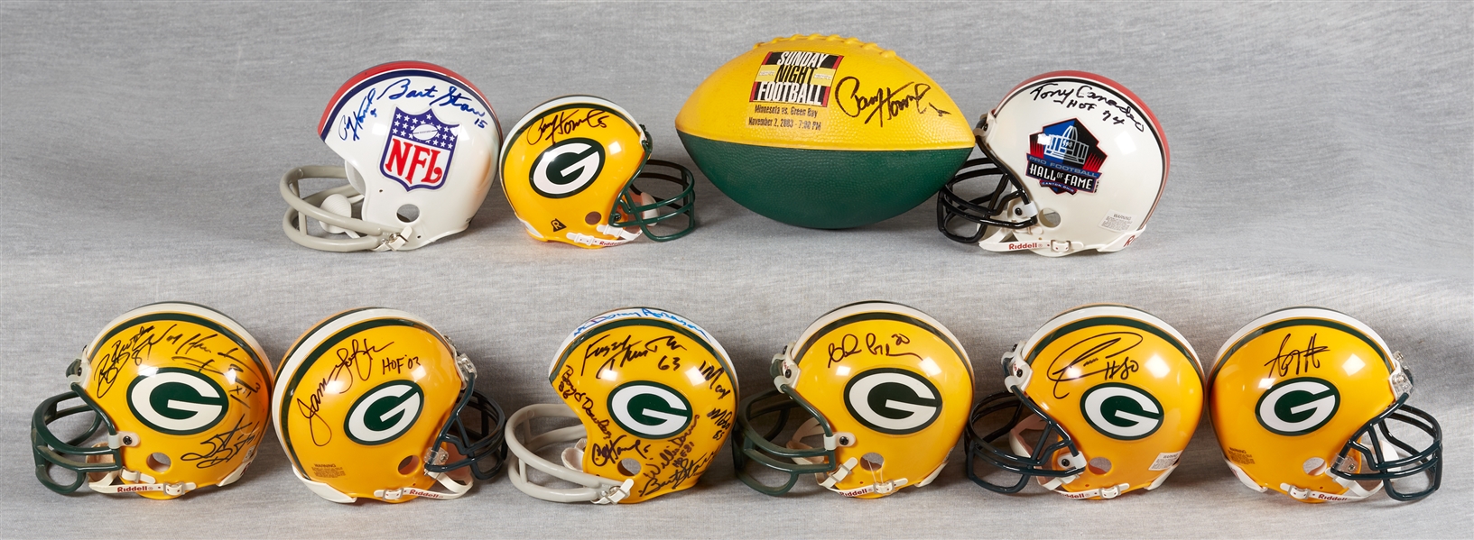 Packers Signed Mini-Helmet Group with Starr, Hornung, Canadeo (11)