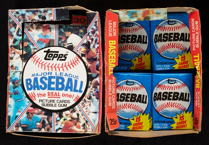 1980 Topps Baseball Wax Pack Group (6) with Display Box