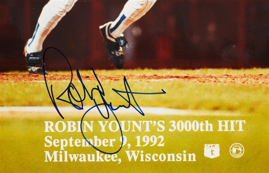 Robin Yount & Paul Molitor Signed 3000th Hit Ticket with 8x10 Photos (with Brett) (4)