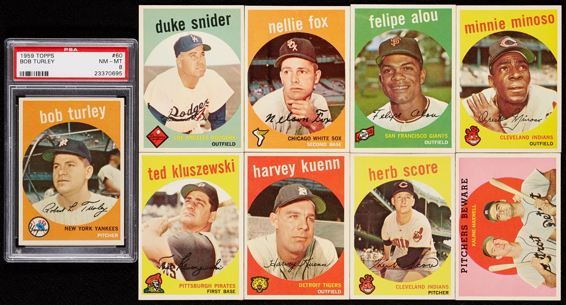 1959 Topps Baseball High-Grade First Series Partial Set, Three Slabbed (57)