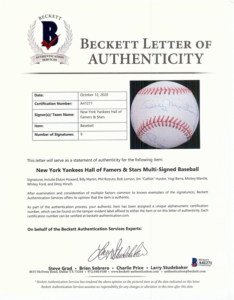 1976 New York Yankees Team-Signed Baseball with Mantle, Berra, Elston Howard, Hopalong Cassidy (BAS)