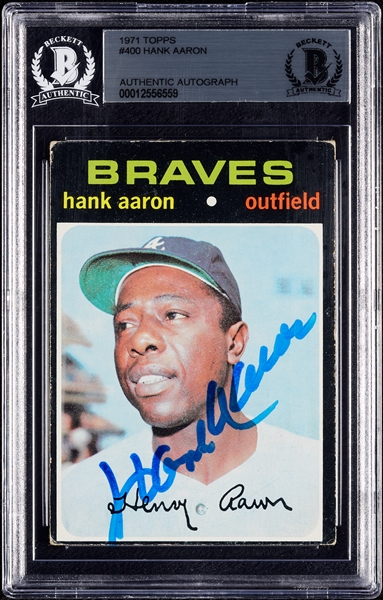 Hank Aaron Signed 1971 Topps No. 400 (BAS)