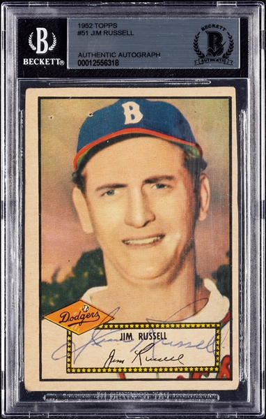 Jim Russell Signed 1952 Topps No. 51 (BAS)