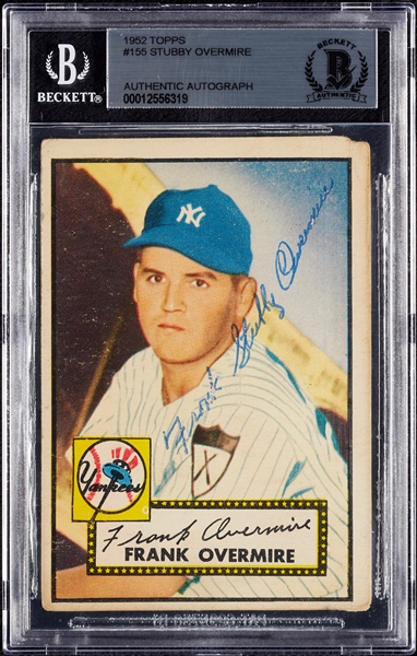 Stubby Overmire Signed 1952 Topps No. 155 (BAS)