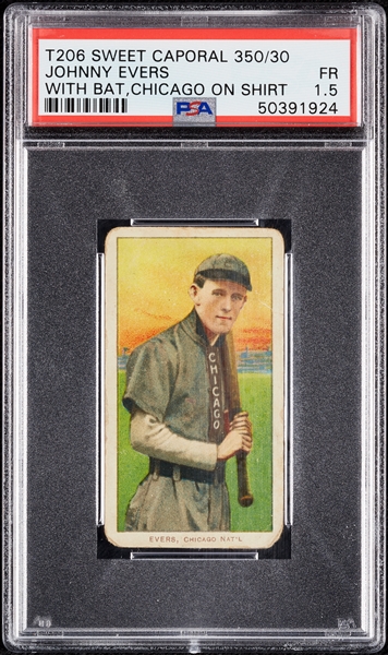 1909-11 T206 Johnny Evers With Bat, Chicago on Shirt (Sweet Caporal) PSA 1.5