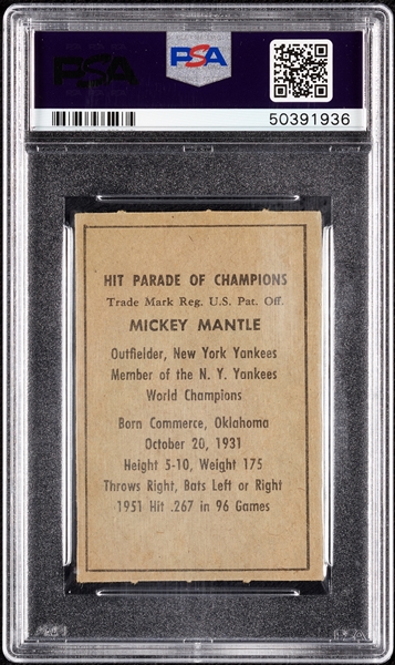 1952 Berk Ross Mickey Mantle PSA 4