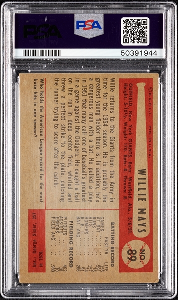 1954 Bowman Willie Mays No. 89 PSA 3.5