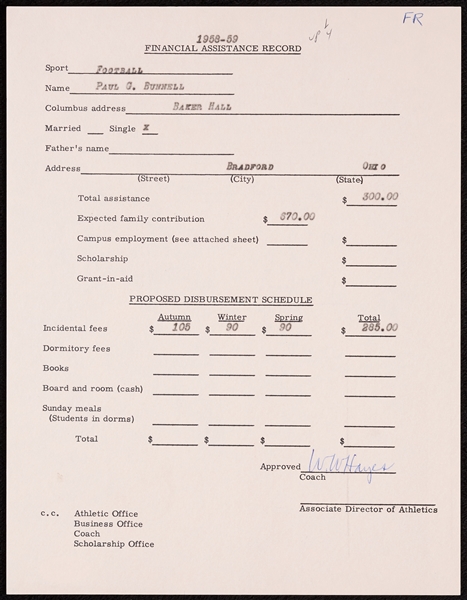 Woody Hayes Signed Ohio State Buckeyes Document (1958-59) (PSA/DNA)
