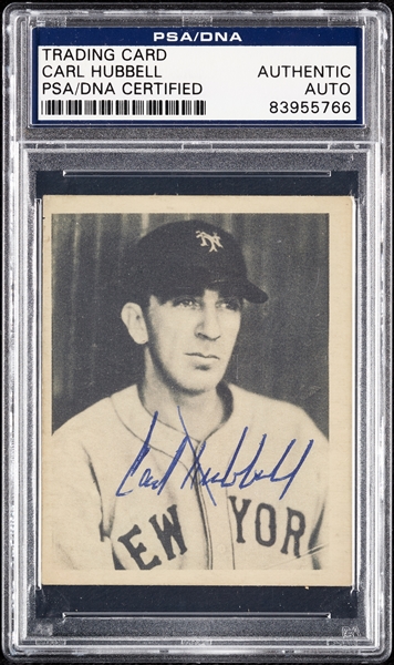 Carl Hubbell Signed 1939 Play Ball Sample Card No. 53 (PSA/DNA)
