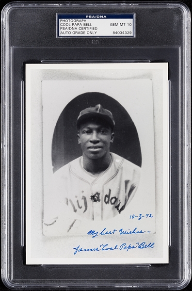 James Cool Papa Bell Signed 5x7 Photo (1972) (Graded PSA/DNA 10)