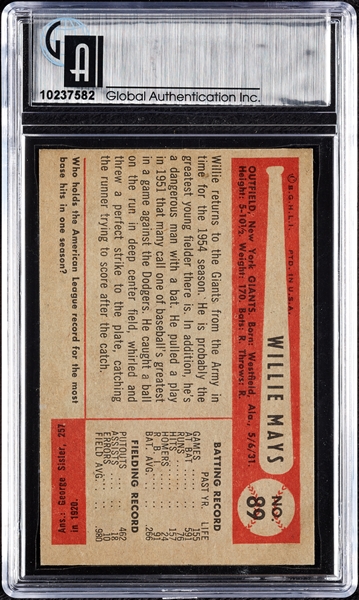 1954 Bowman Willie Mays No. 89 GAI 8