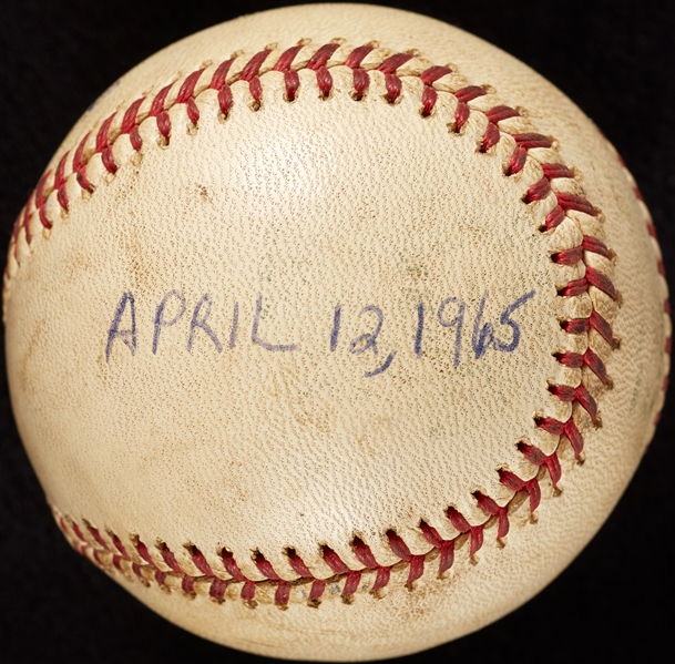 Mickey Lolich Career Win No. 24 Final Out Game-Used Baseball (4/12/1965) (BAS) (Lolich LOA)