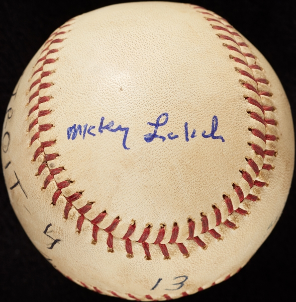 Mickey Lolich Career Win No. 36 Final Out Game-Used Baseball (9/17/1965) (BAS) (Lolich LOA)