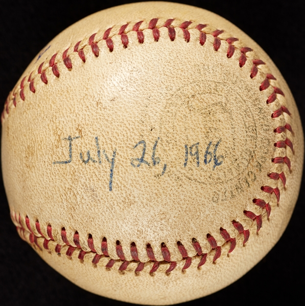 Mickey Lolich Career Win No. 47 Final Out Game-Used Baseball (7/26/1966) (BAS) (Lolich LOA)