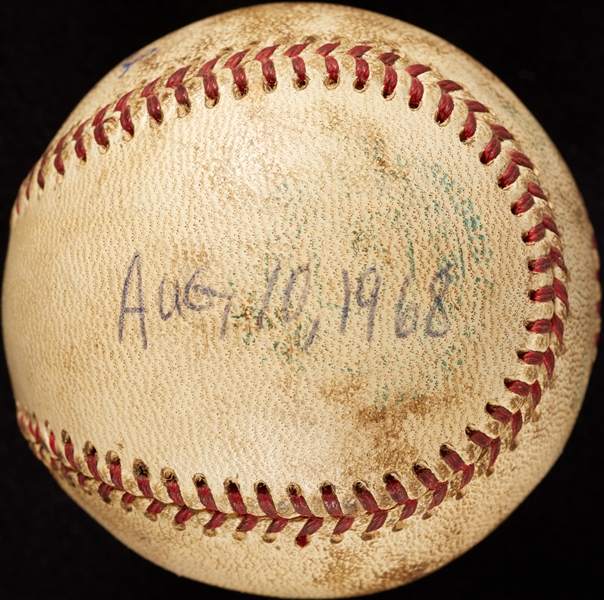 Mickey Lolich Career Win No. 75 Final Out Game-Used Baseball (8/10/1968) (BAS) (Lolich LOA)