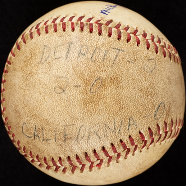 Mickey Lolich Career Win No. 79 Final Out Game-Used Baseball (8/29/1968) (BAS) (Lolich LOA)
