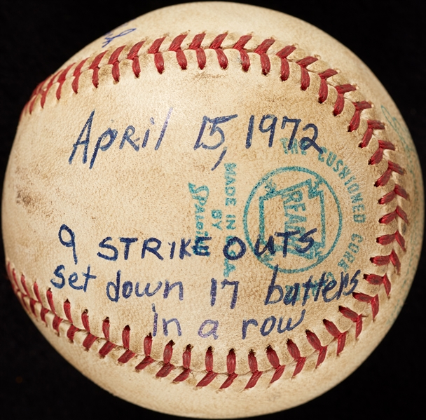 Mickey Lolich Career Win No. 142 Final Out Game-Used Baseball (4/15/1972) (BAS) (Lolich LOA)