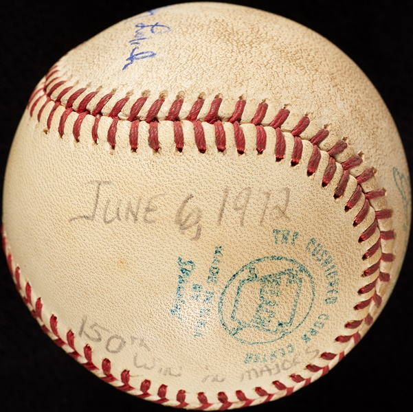 Mickey Lolich Career Win No. 150 Final Out Game-Used Baseball (6/6/1972) (BAS) (Lolich LOA)