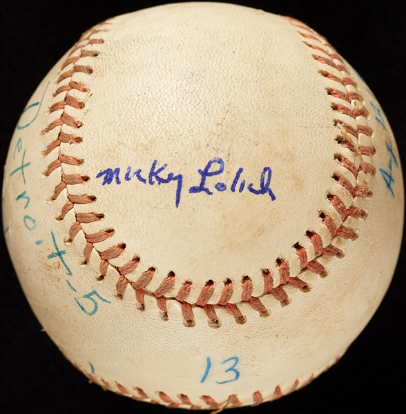 Mickey Lolich Career Win No. 192 Final Out Game-Used Baseball (8/12/1974) (BAS) (Lolich LOA)